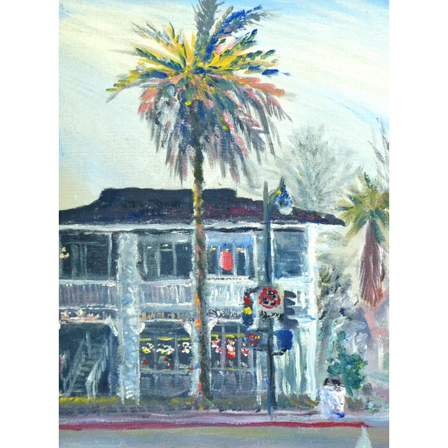 Impressionist 1980s Downtown Los Gatos, California Street Scene by Eugene Atcheson For Sale - Image 3 of 4