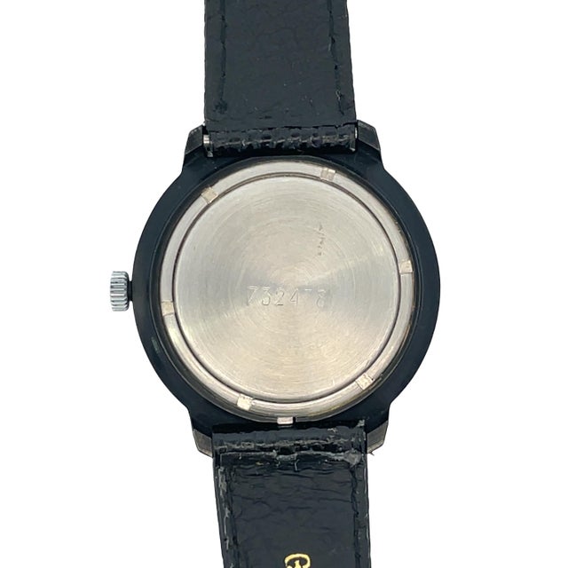 Metal Raketa Silver Steel Case Vintage Watch With Black Leather Strap For Sale - Image 7 of 8