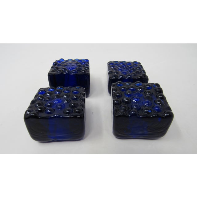 Mid-Century Modern Cobalt Square Candlestick Holders - Set of Four For Sale - Image 3 of 7