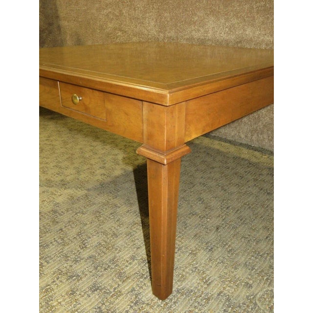 Vintage Baker Burl Wood Table Mid Century Square Coffee 4 Drawers MCM For Sale In Philadelphia - Image 6 of 13
