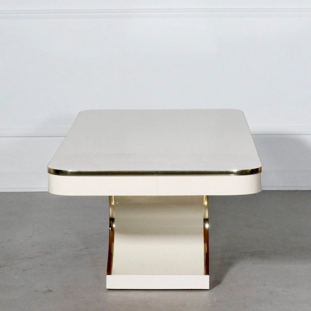 Karl Springer Sculptural Laminate and Brass Coffee Table After Karl Springer For Sale - Image 4 of 7