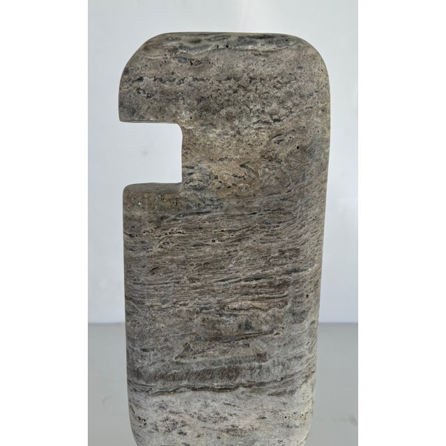 Uttermost Revelation Organic Modern Carved Gray Travertine Ancient Lore Sculpture For Sale - Image 4 of 4