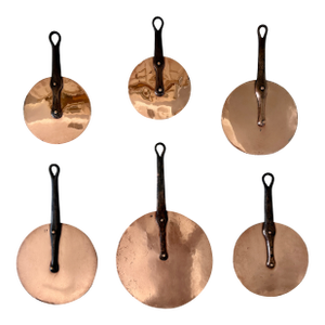Vintage French Flat Copper Lids - Set of 6