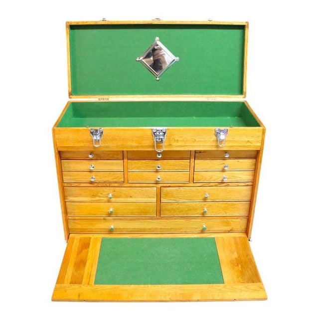Vintage Oak 14 Drawer Machinist Chest C1960 For Sale - Image 11 of 12