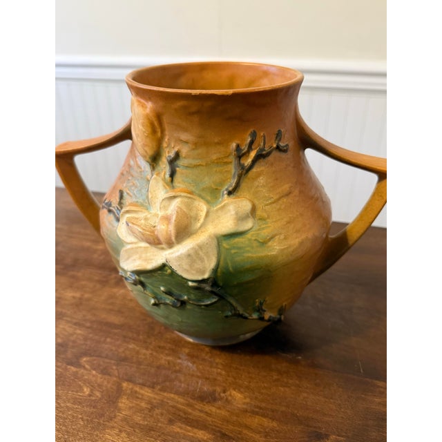 Mid 20th Century Roseville Magnolia Terra Cotta Vase For Sale - Image 12 of 12