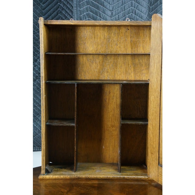 Early 20th Century Antique Arts & Crafts Neoclassical Oak Apothecary Hanging Medicine Cabinet Curio For Sale - Image 5 of 18