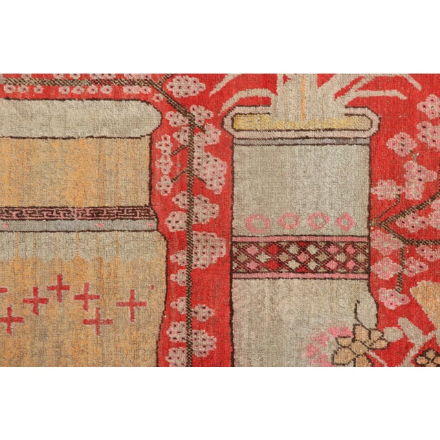 Traditional Vintage Samarkand Rug in Red With Rare Pictorial Design - Rug & Kilim For Sale - Image 3 of 8