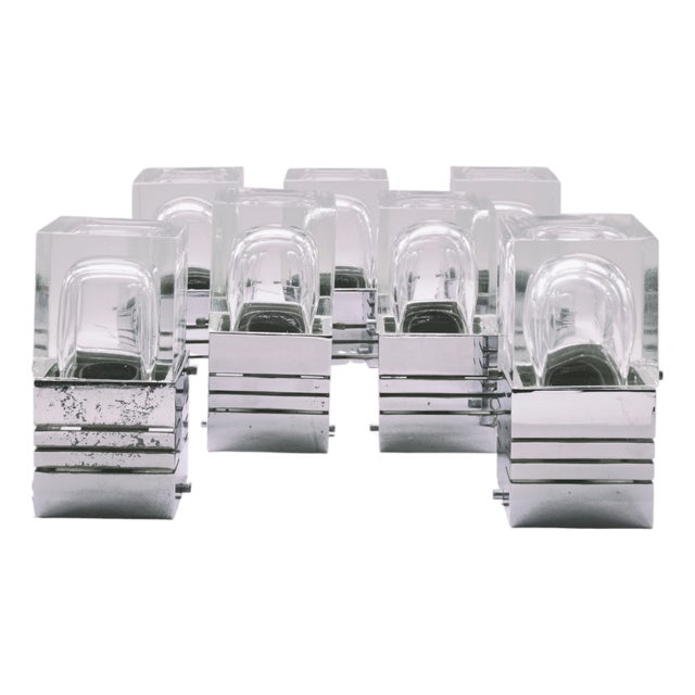 Cubic Table Lamps by Gaetano Sciolari for Sciolari, Italy, 1970s, Set of 7 For Sale