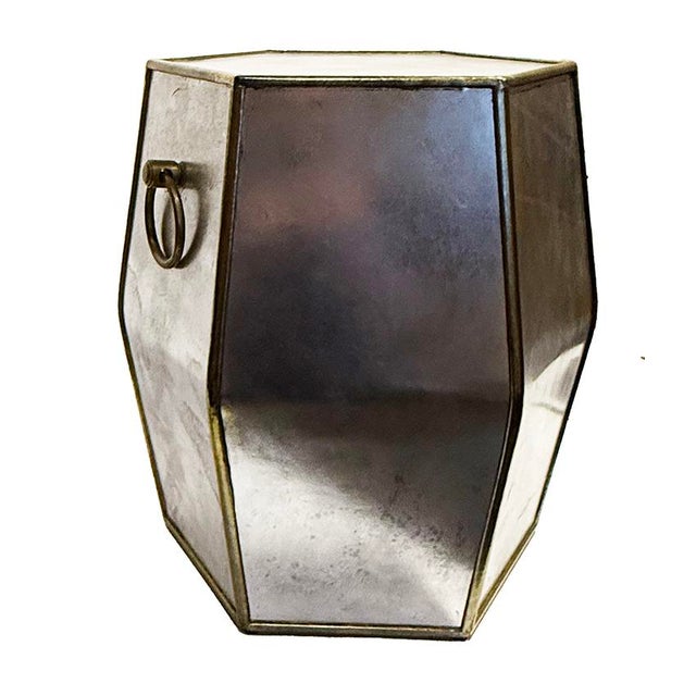 Contemporary Contemporary Leather Drum Table For Sale - Image 3 of 9