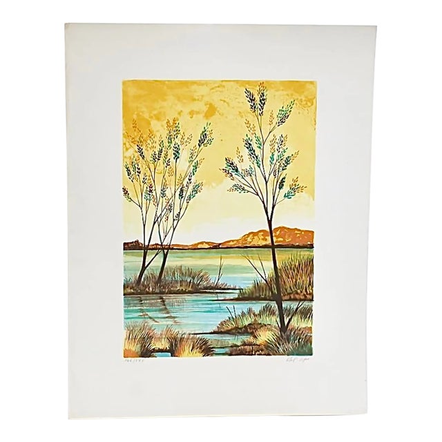 Vitali Orfeo Lithograph | Shoreline Landscape For Sale