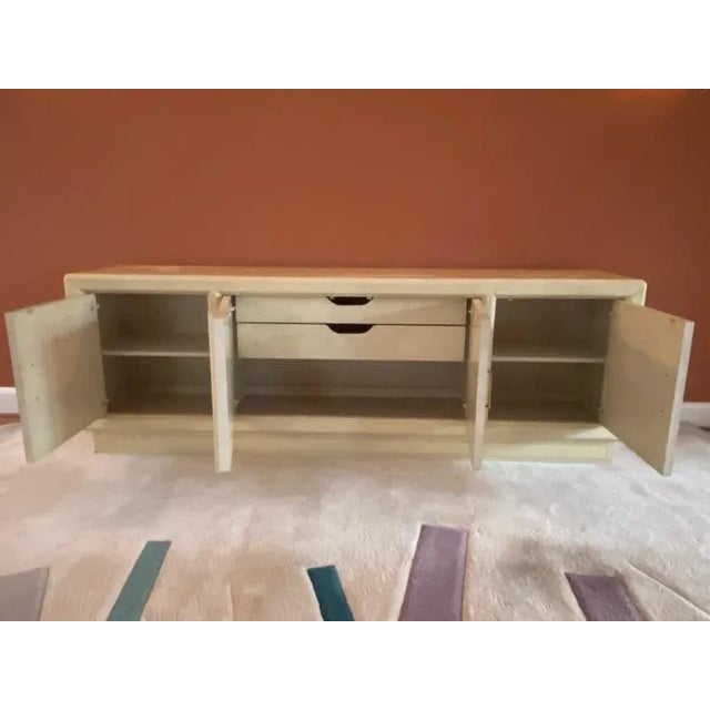 1960s Modern Brass & Handpainted Asian Scene Sideboard For Sale - Image 4 of 9