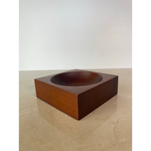 Mid 20th Century Vintage Studio Craft Modern Teak Cube Catchall / Vide-Poch For Sale - Image 5 of 8