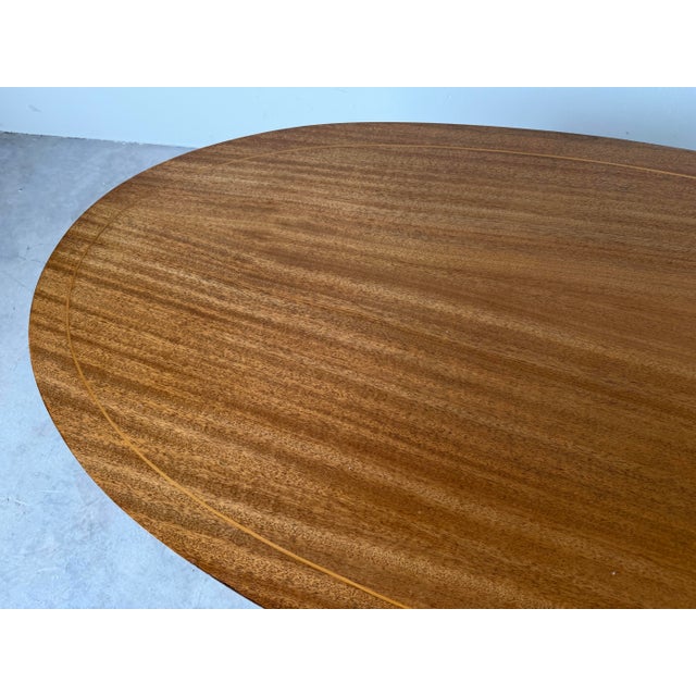 Brown 1960s Hollywood Regency Neoclassical Style Mahogany Oval Coffee Table With Brass Claw Feet For Sale - Image 8 of 12