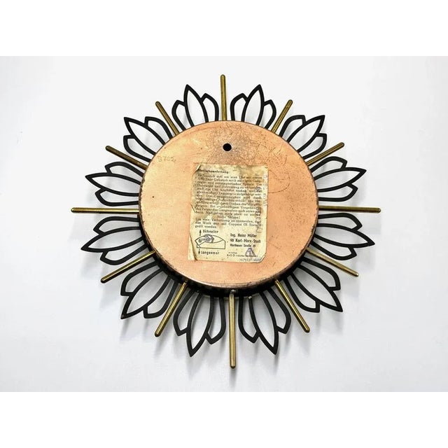 Black Mid-Century Sunburst Wall Clock from Müller, 1960s For Sale - Image 8 of 11