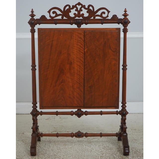 American Victorian Beaded Needlepoint Rotating Fireplace Screen For Sale - Image 14 of 14