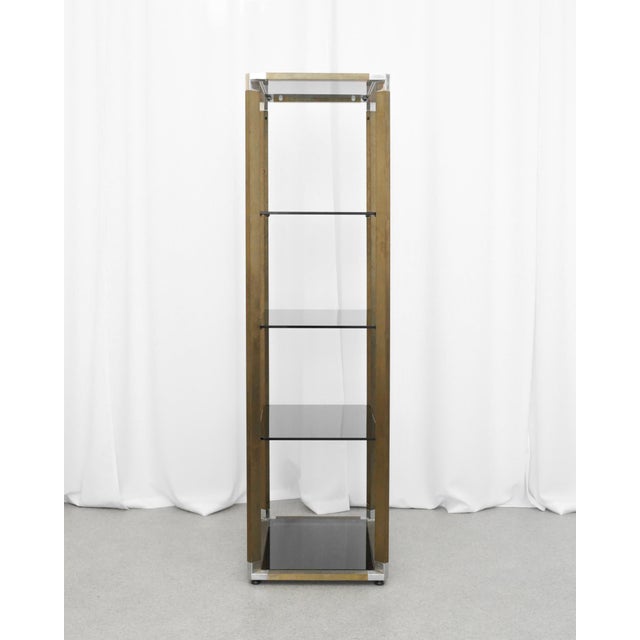 Italian Brass-Finish Shelf with Grey Glass, 1970s For Sale - Image 6 of 8