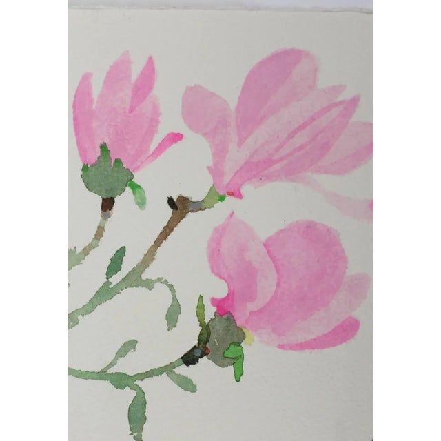 Contemporary "Pink Magnolia 2" Original Watercolor Painting For Sale - Image 3 of 3