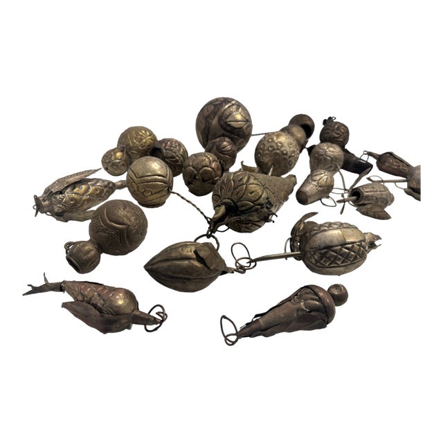 Antique Silver Plate Penca De Balangandana-Twenty-Three Pieces For Sale