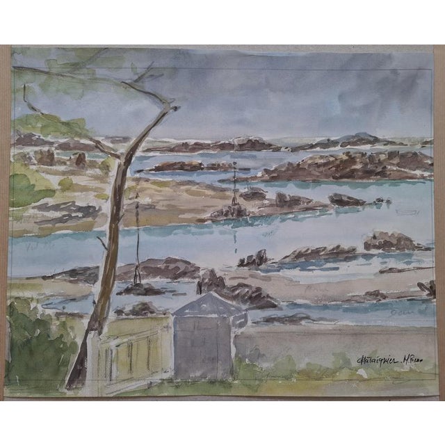 Maurice Chataignier, Chausey, Watercolor on Cardboard For Sale - Image 6 of 6