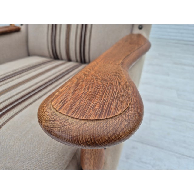 Danish Armchair in Furniture Wool Fabric & Oak Wood, 1970s For Sale - Image 17 of 18
