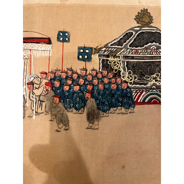 For your consideration is a stunning, original hand-painted Chinese processional scene measuring 15.5" x 12.5". This...