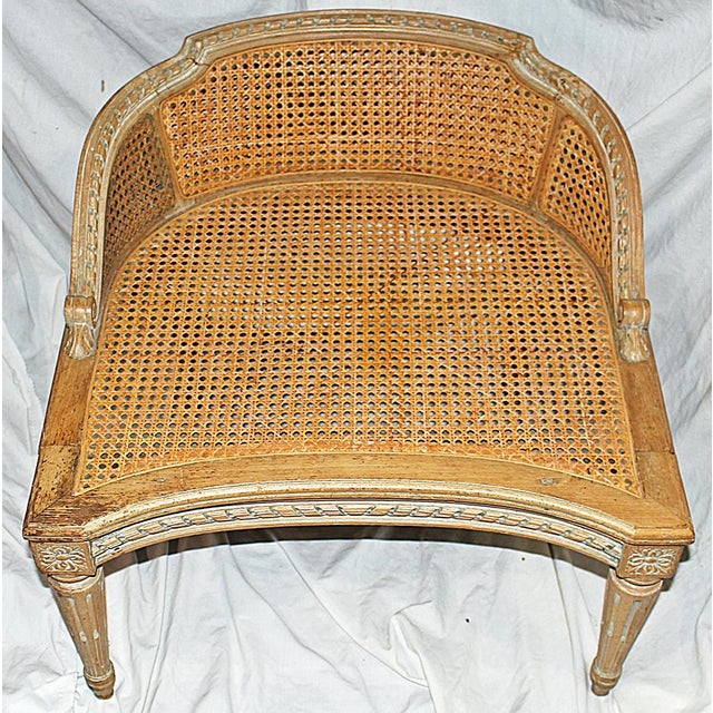 Antique French Accent Chair with Caned Seat | Chairish