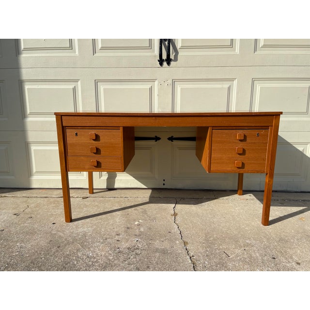 1960s Mid-Century Danish Teak Writing Desk by Domino Mobler For Sale - Image 10 of 13