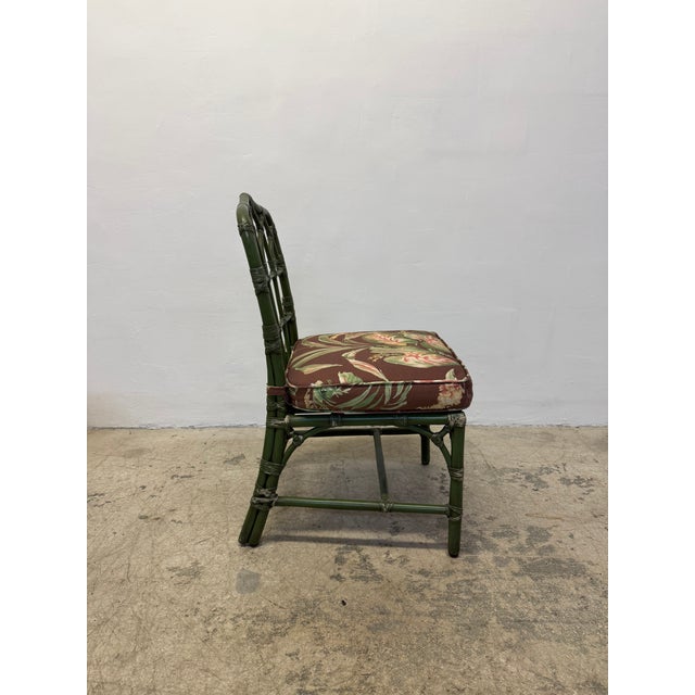 McGuire Bamboo Dining Chairs With Tropical Fabric Cushions - Set of Four For Sale - Image 9 of 16