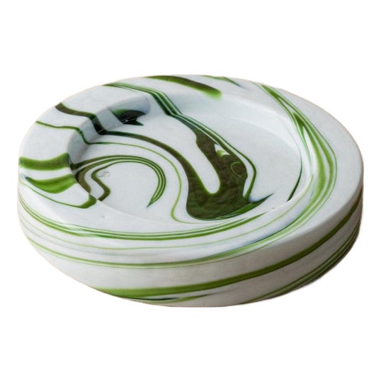 Vintage Murano Glass Bowl in Swirl Green by Sergio Asti for Venini, 1970s For Sale