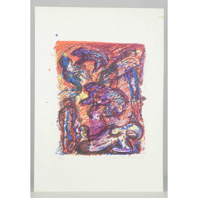 Jørgen Teik Hansen (b. 1947) Color lithograph. An expressive work characterized by strong brushstrokes and intense colors...