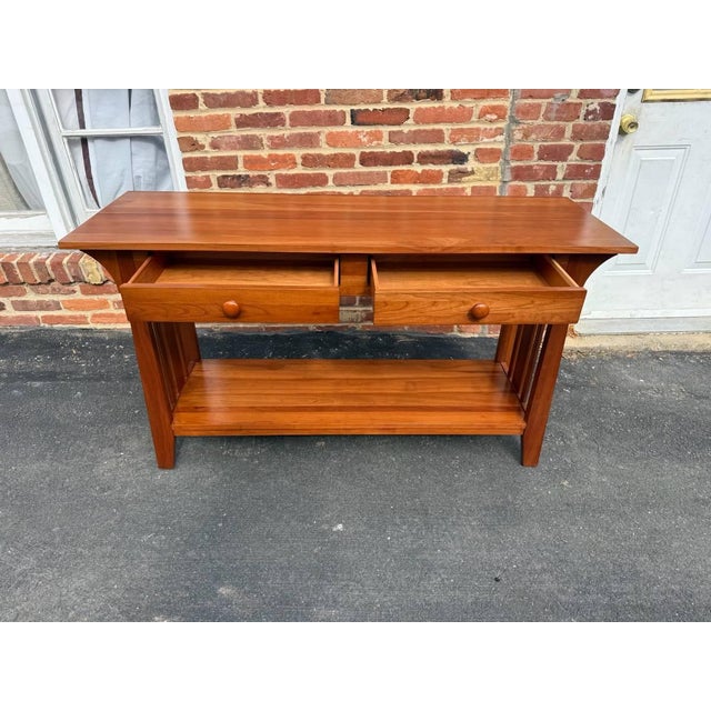 Late 20th Century Ethan Allen American Impressions Art & Craft Mission Style Cherry Sofa Hall Table. Console Table For Sale - Image 12 of 17