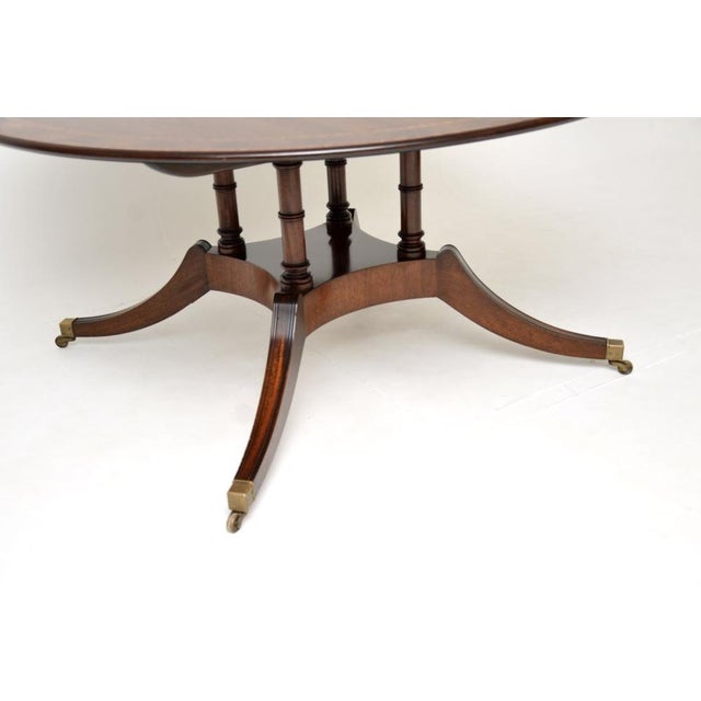 Brown Large Antique Inlaid Circular Dining Table, 1950s For Sale - Image 8 of 12