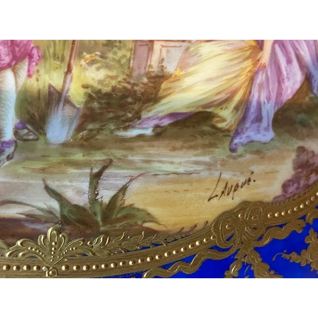 19thC French Sèvres Blue Porcelain Gilt Gallant Scene Box For Sale - Image 11 of 18