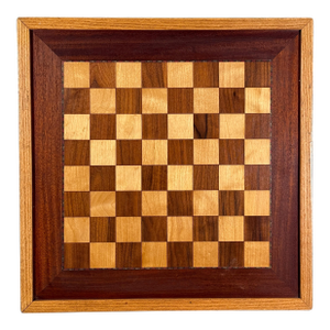 Vintage 24" Hand Made Solid Wood Chess Board With Mixed Hardwoods