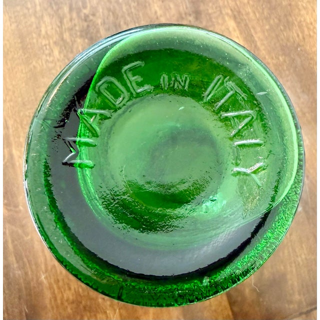Mid 20th Century Mid 20th Century Italian Green Molded Glass Relief Vase For Sale - Image 5 of 12