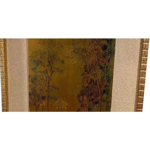 Large Mid-Century Gilded Wood Panel Garden Scene by Loze For Sale - Image 14 of 15