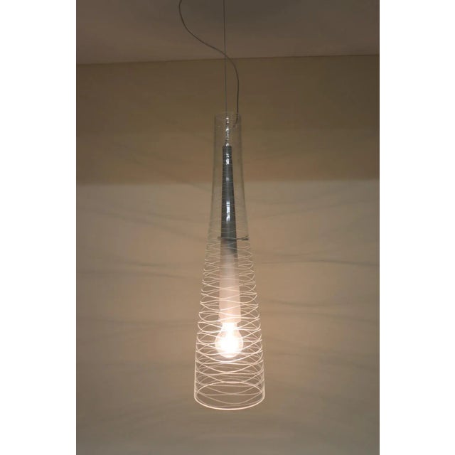 Transparent Italian Mid-Century Modern Blown Glass Pendant Lamp For Sale - Image 8 of 10