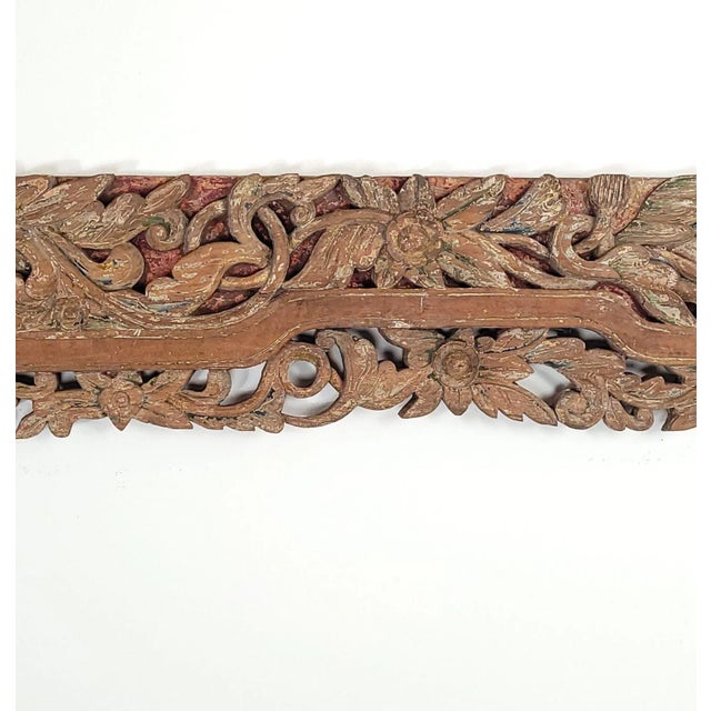 Asian Southeast Asian Hardwood Carved Lintel, 19th Century or Earlier For Sale - Image 3 of 8