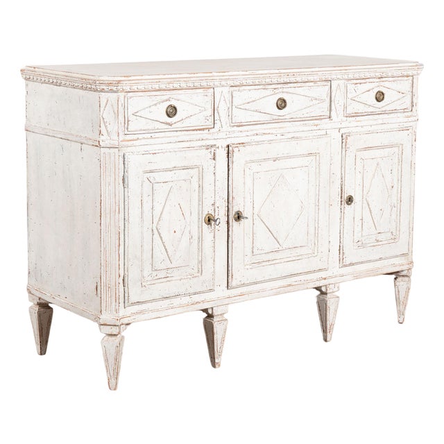 19th Century Swedish White Painted Pine Sideboard Buffet For Sale