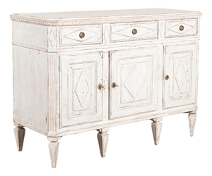 19th Century Swedish White Painted Pine Sideboard Buffet
