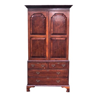 George II Style Yew Wood Linen Press For Sale