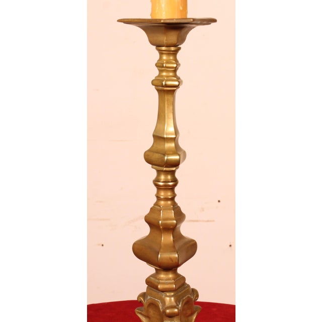 Antique Bronze Table Lamp with Parchment Lampshade, 1700s For Sale - Image 4 of 9