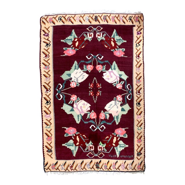 1960s, Handmade Antique Romanian Bessarabian Kilim 6.8' X 10' For Sale