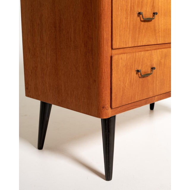 Wood Scandinavian Teak Chest of Drawers with Black Legs, 1950s For Sale - Image 7 of 10