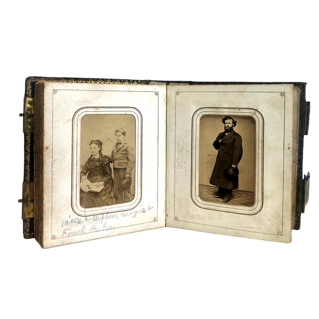 Onyx American Civil War Era Morocco Leather Photo Album With Brass Closures For Sale - Image 8 of 10