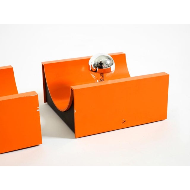 Space Age Metal Wall Lamps in Orange by Klaus Hempel for Kaiser Leuchten, 1960s, Set of 2 For Sale - Image 14 of 18
