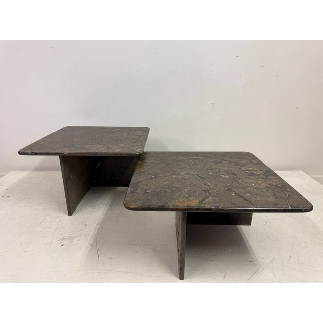 Fossil Stone Nesting Coffee Tables, 1980s, Set of 2 For Sale - Image 9 of 18