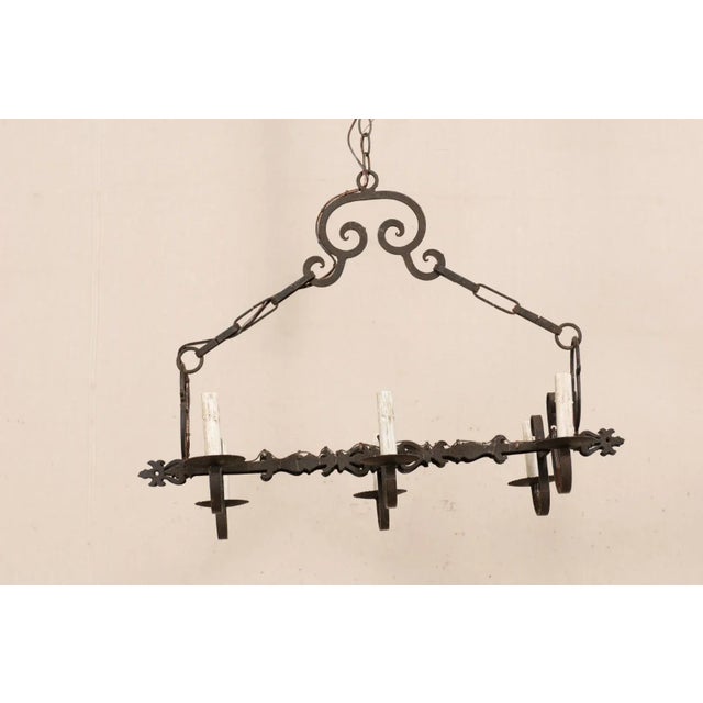 Mid 20th Century French 6-Light Iron Chandelier For Sale In Atlanta - Image 6 of 11