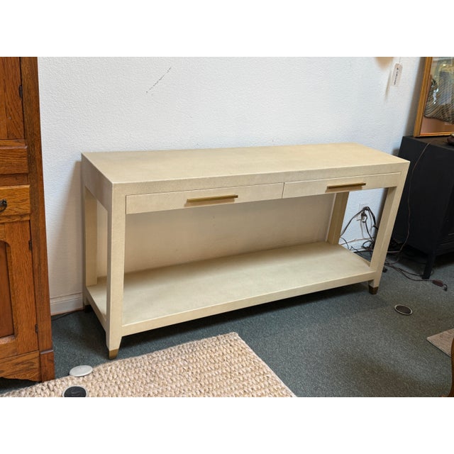 Mid-Century Modern Restoration Hardware Graydon Shagreen Console Table For Sale - Image 3 of 12