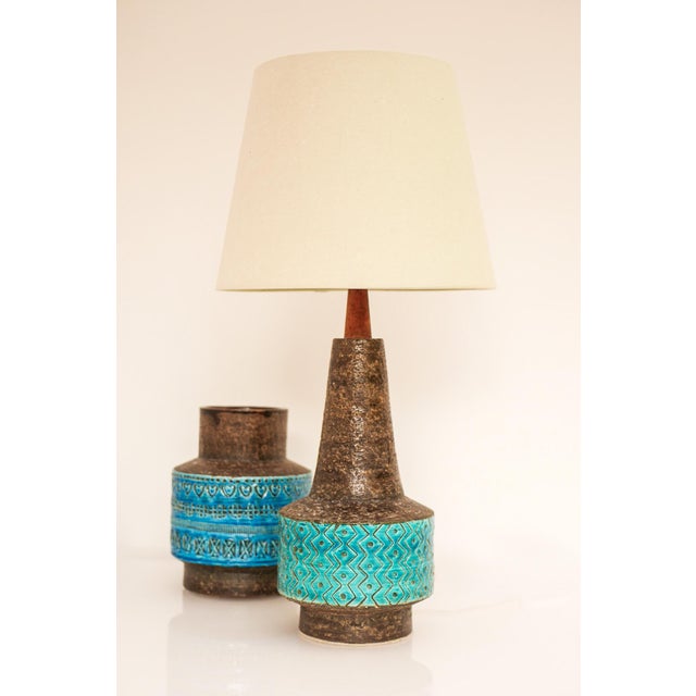 Bitossi Pottery Lamp in Rimini Blue Ceramic by Aldo Londi, Italy, 1970s For Sale - Image 15 of 18